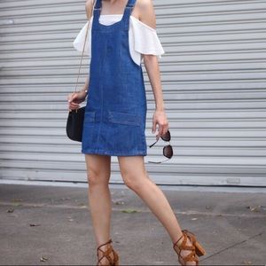 Topshop Moto Denim Overall Dress